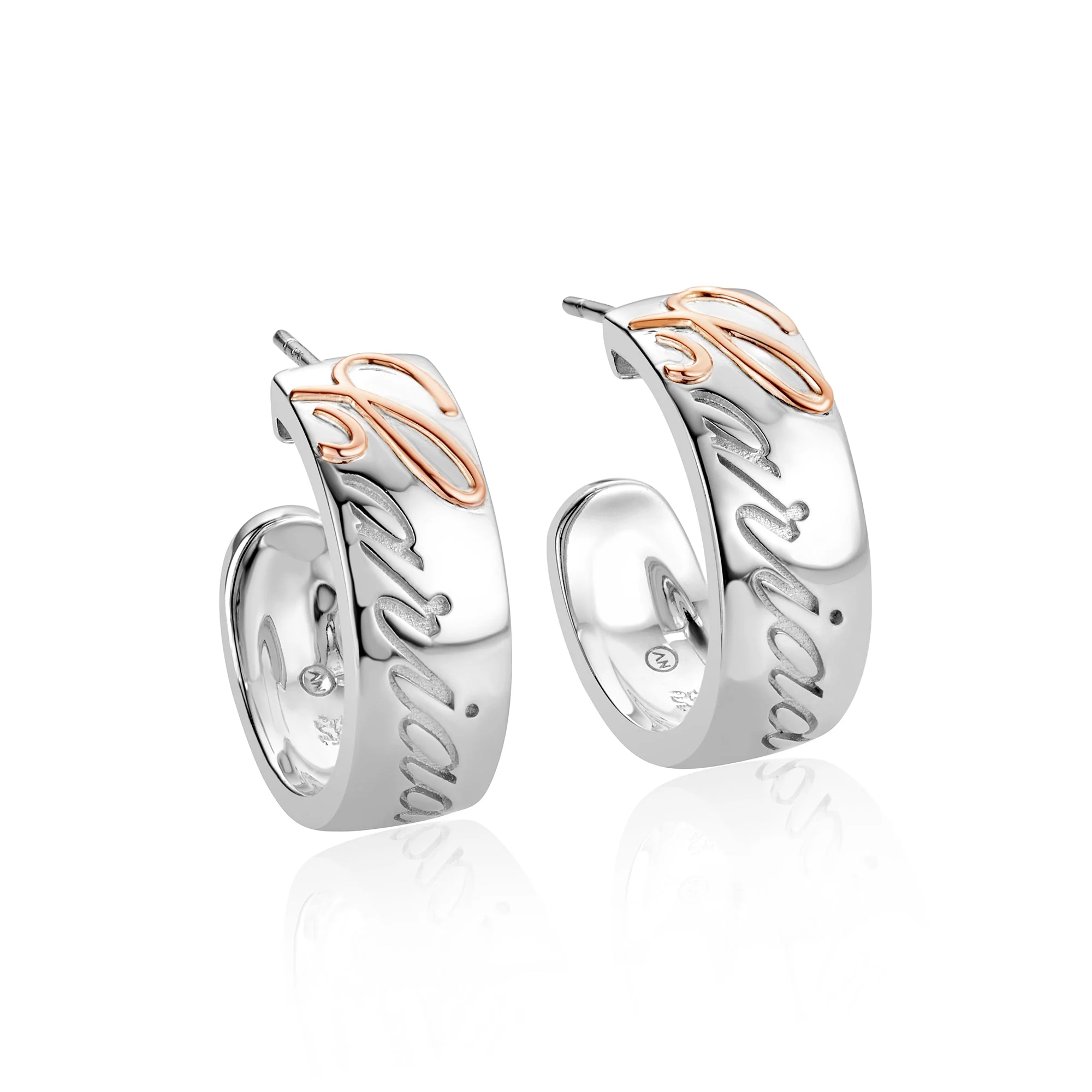 Cariad® Silver Half-Hoop Earrings