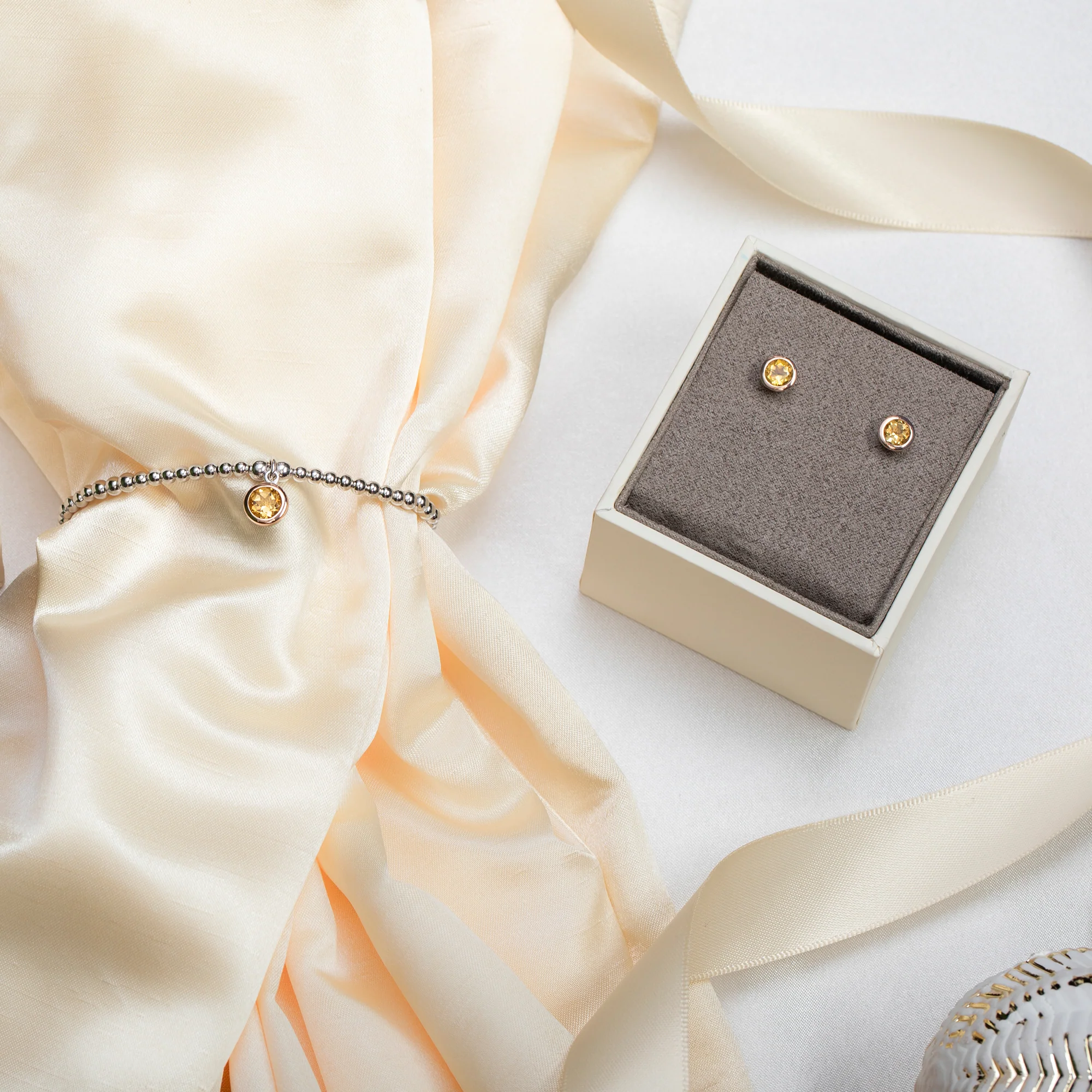 November Birthstone Silver and Citrine Earrings - Image 2