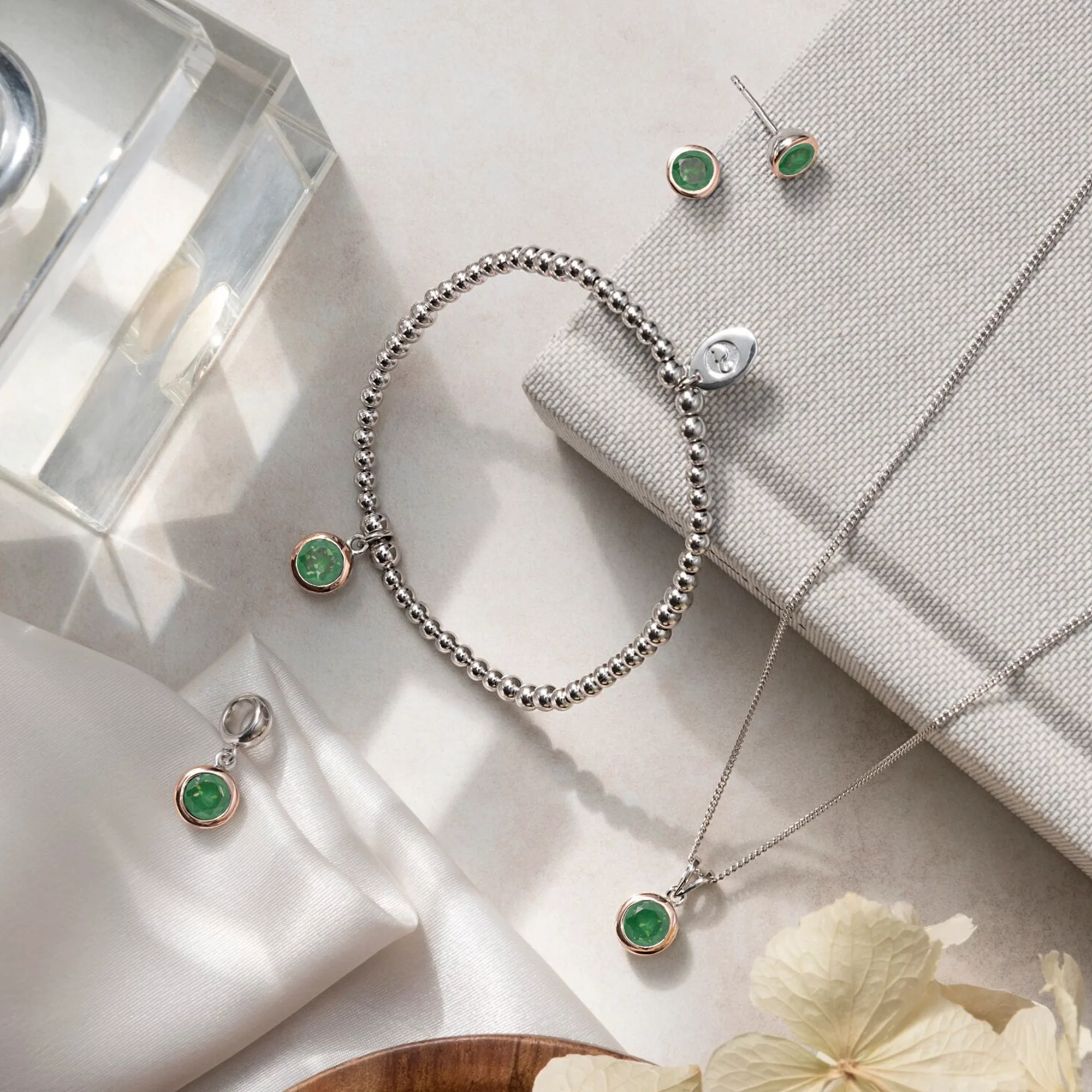 May Birthstone Silver and Emerald Pendant - Image 3