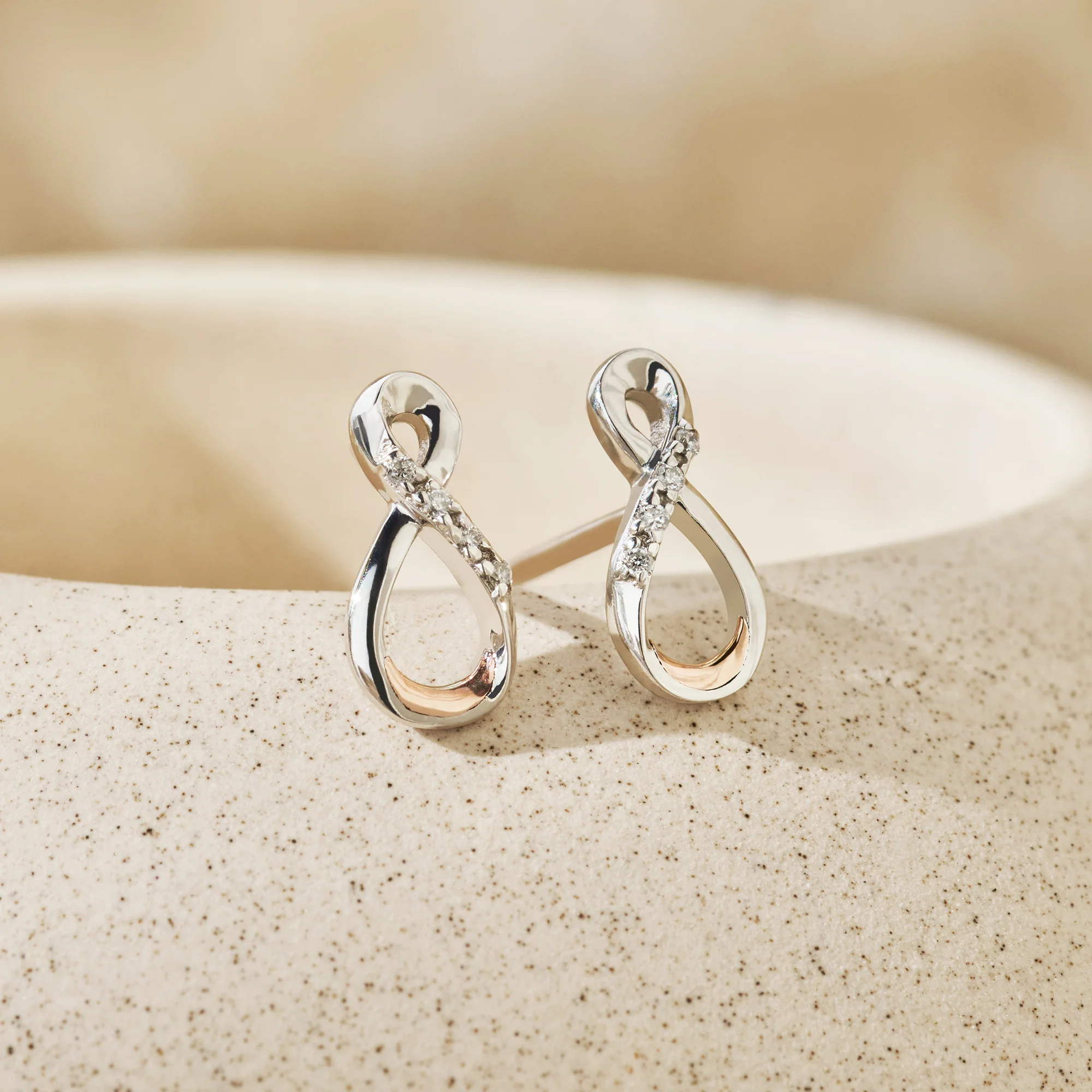 Eternity Silver and Diamond Stud Earrings - Image 3