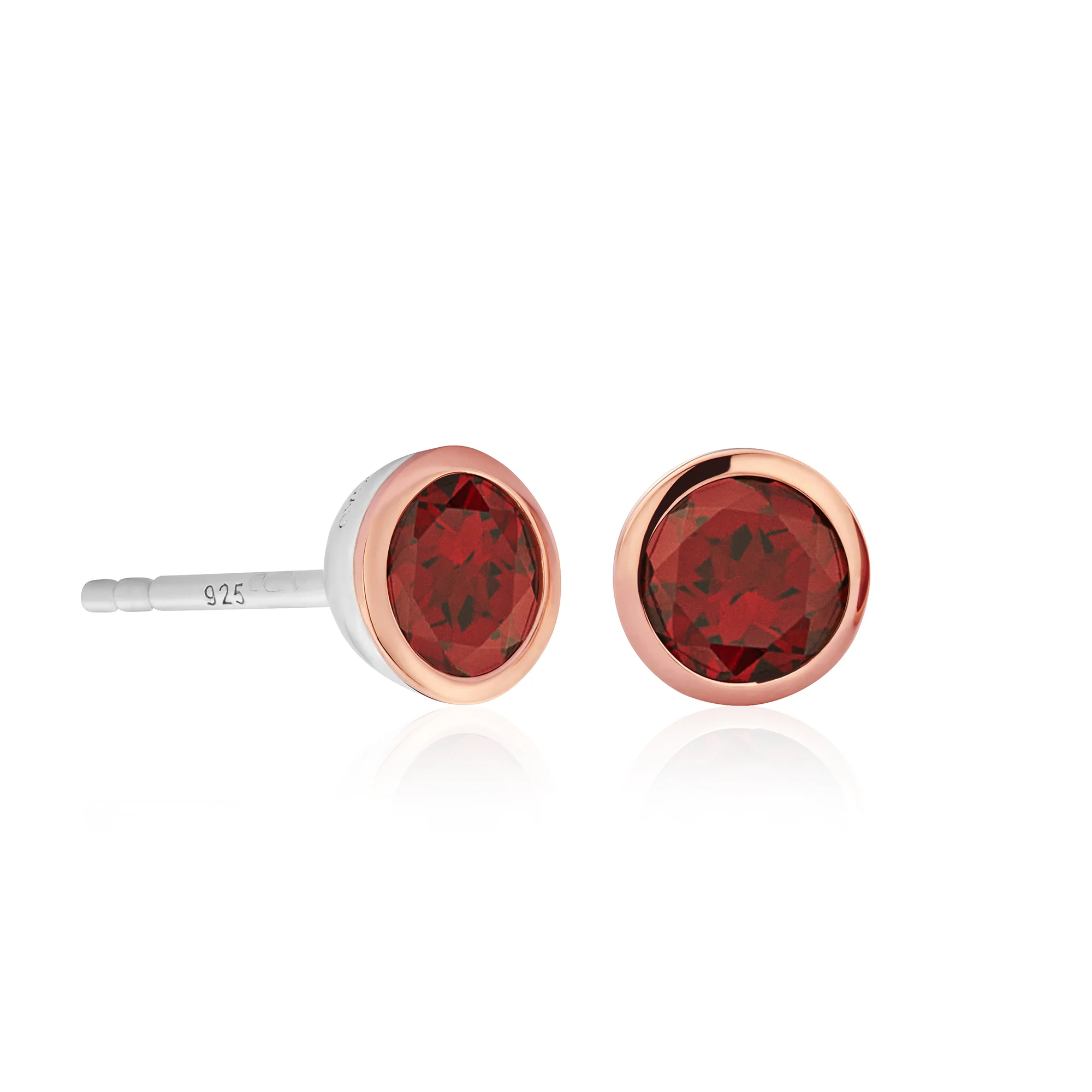 January Birthstone Silver and Red Garnet Earrings