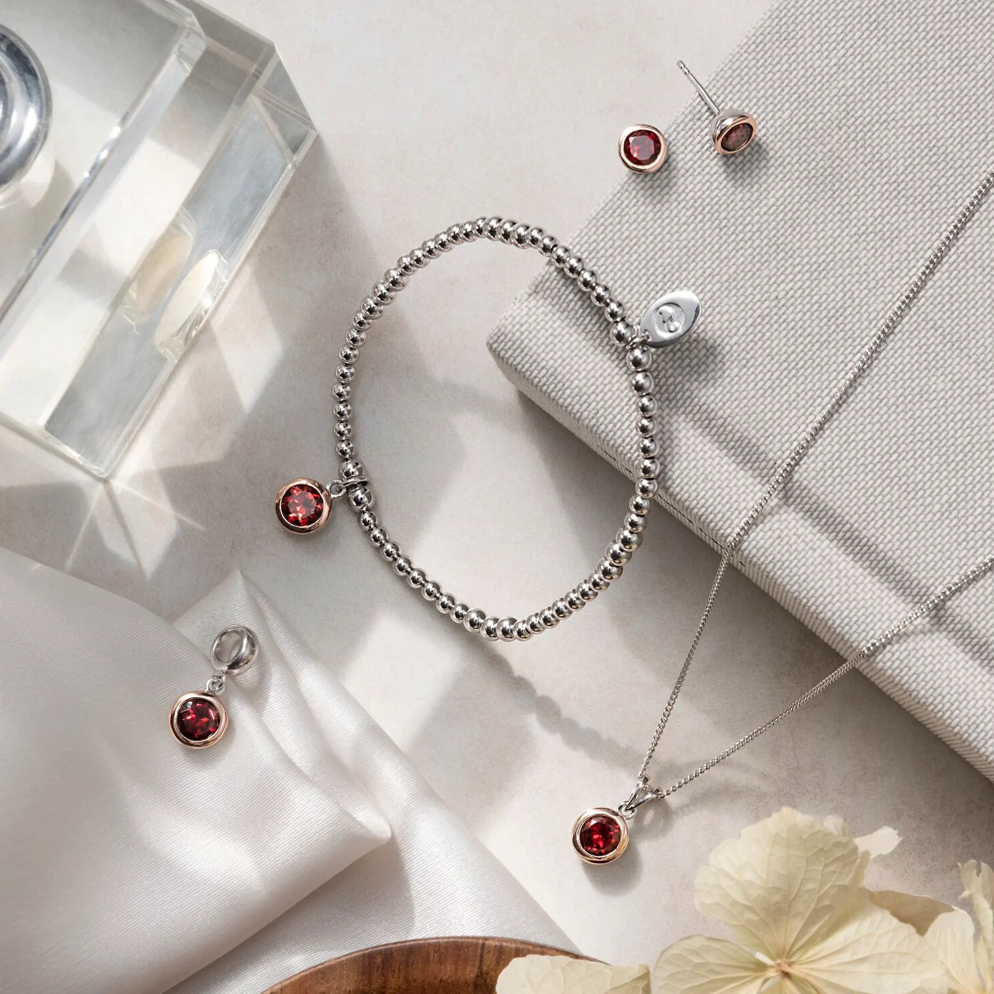 January Birthstone Silver and Red Garnet Earrings - Image 2