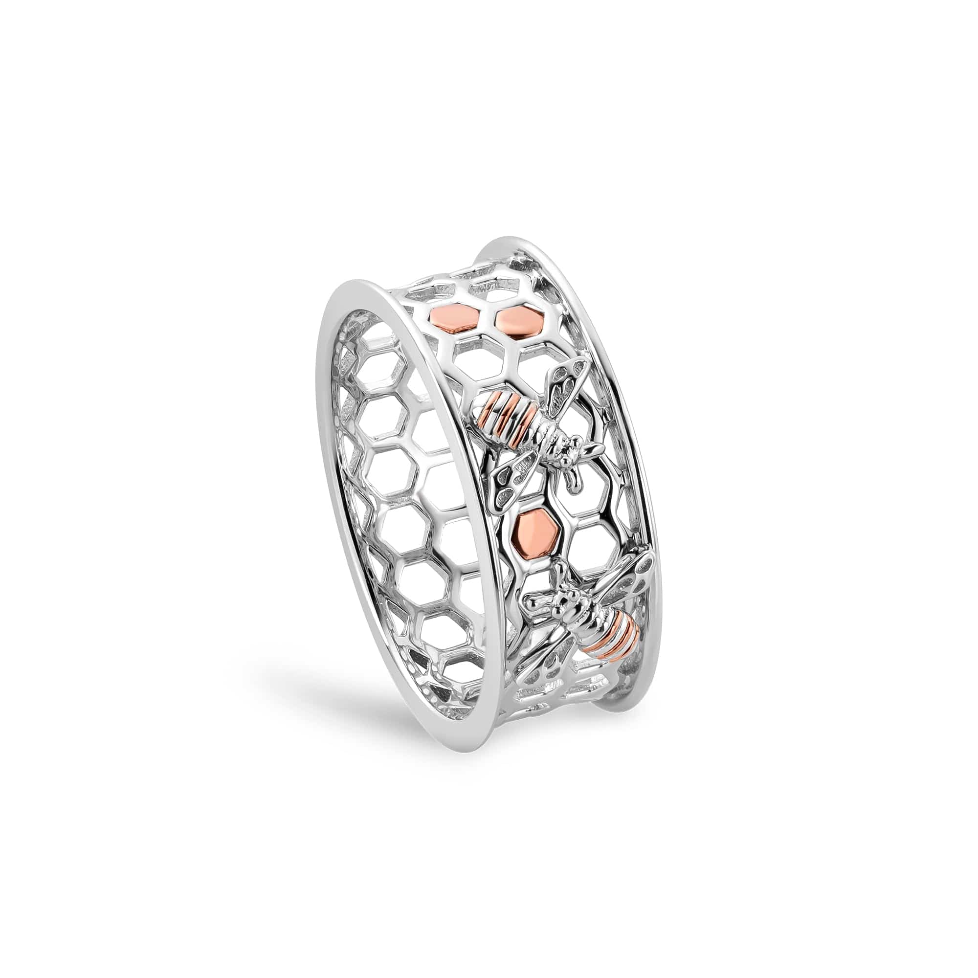 Honey Bee Silver Honeycomb Ring