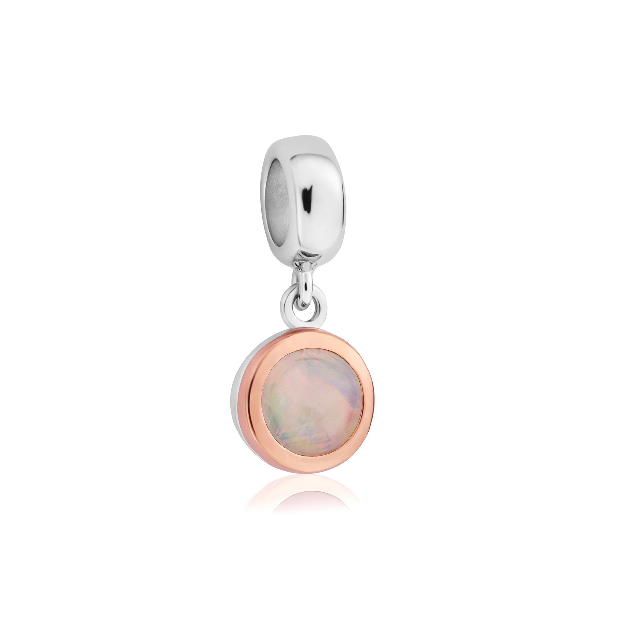 October Milestones® Birthstone Silver and Fire Opal Charm