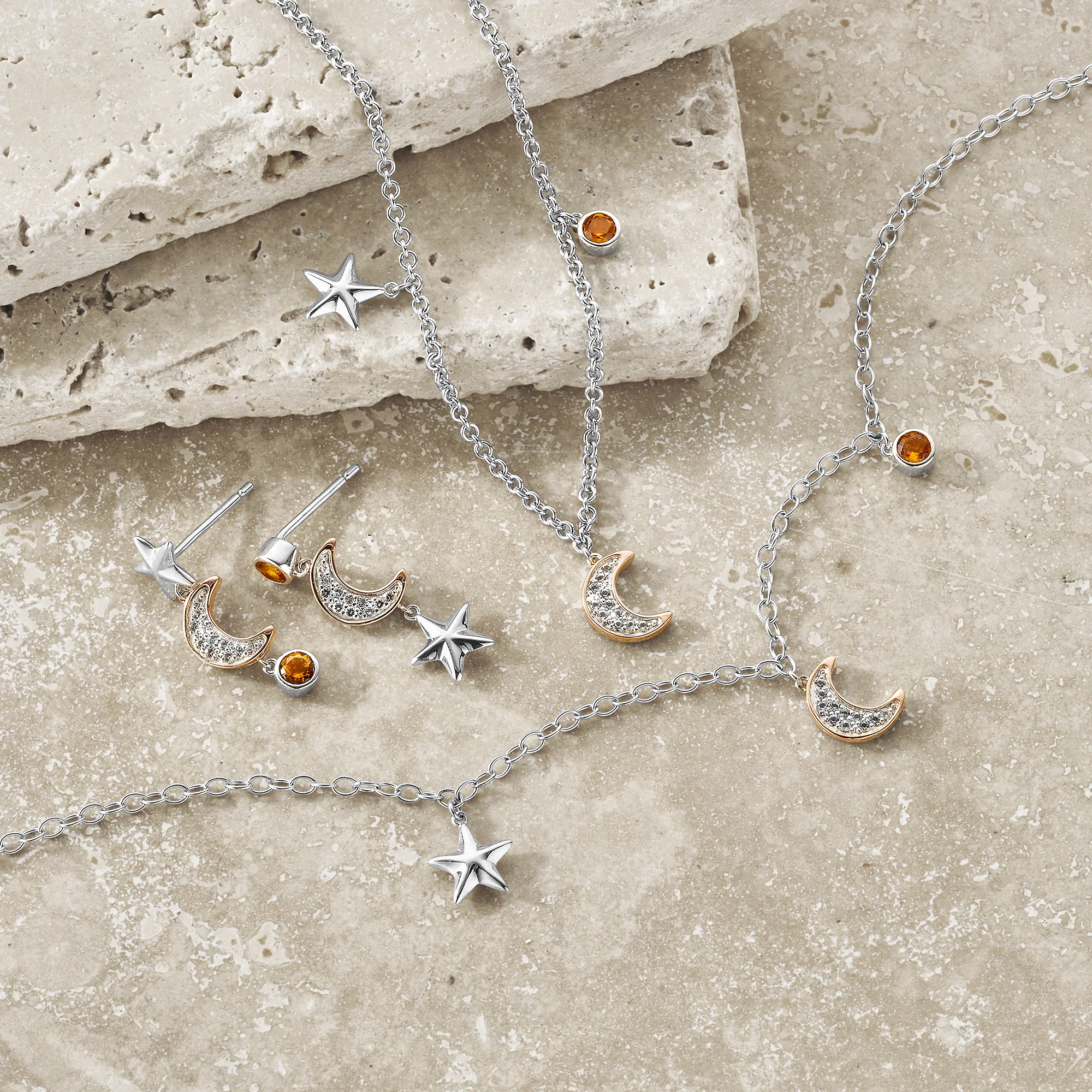 To the Moon and Back Silver, Topaz and Citrine Necklace - Image 2