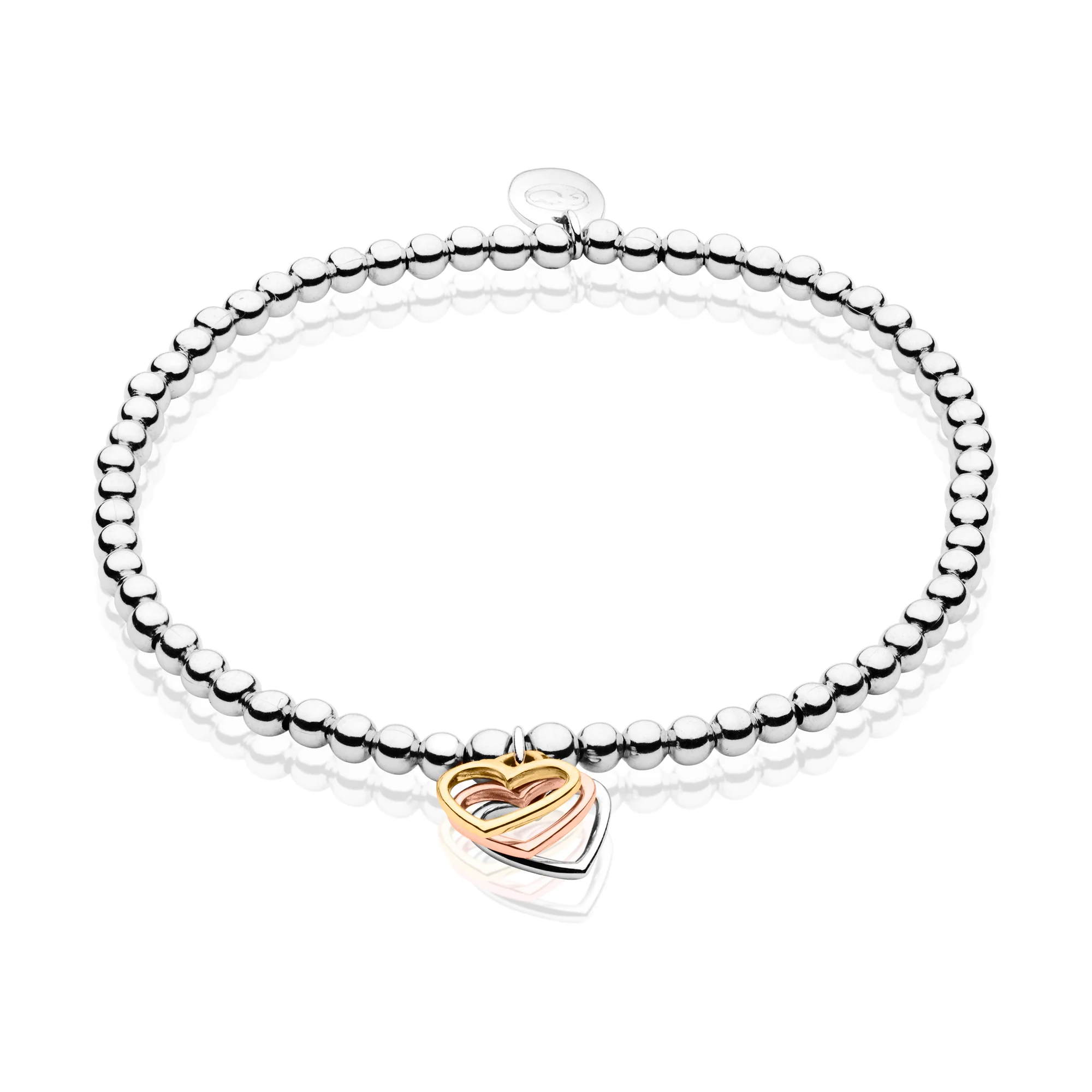 Triple Heart Gold and Silver Affinity Bead Bracelet